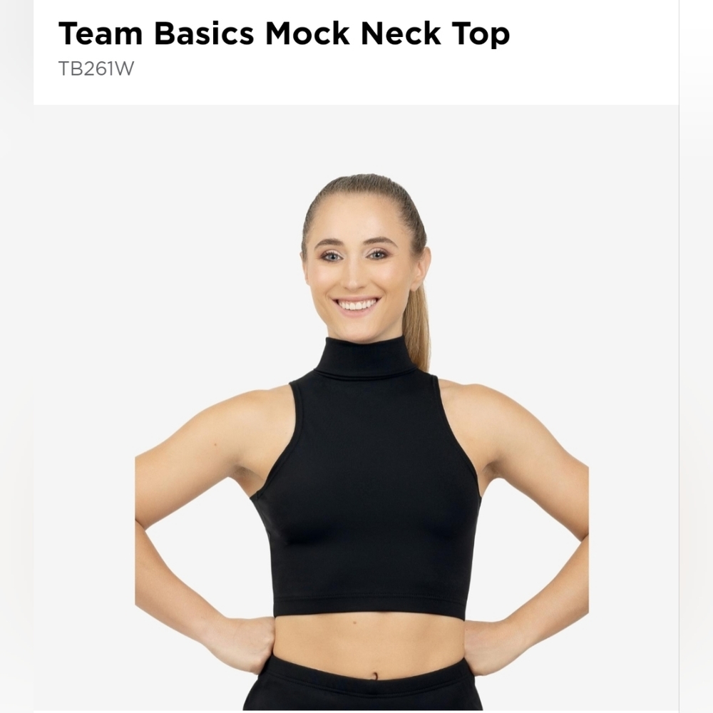 TB261W Black Capezio Mock Neck Top NWT XS S M Dance